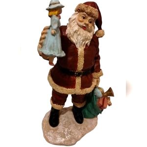 Vintage Santa Figurine With Doll And Sack